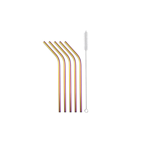 Bent Steel Straws Rainbow (21,5 cm) - Gypsy Amazon Pte Ltd